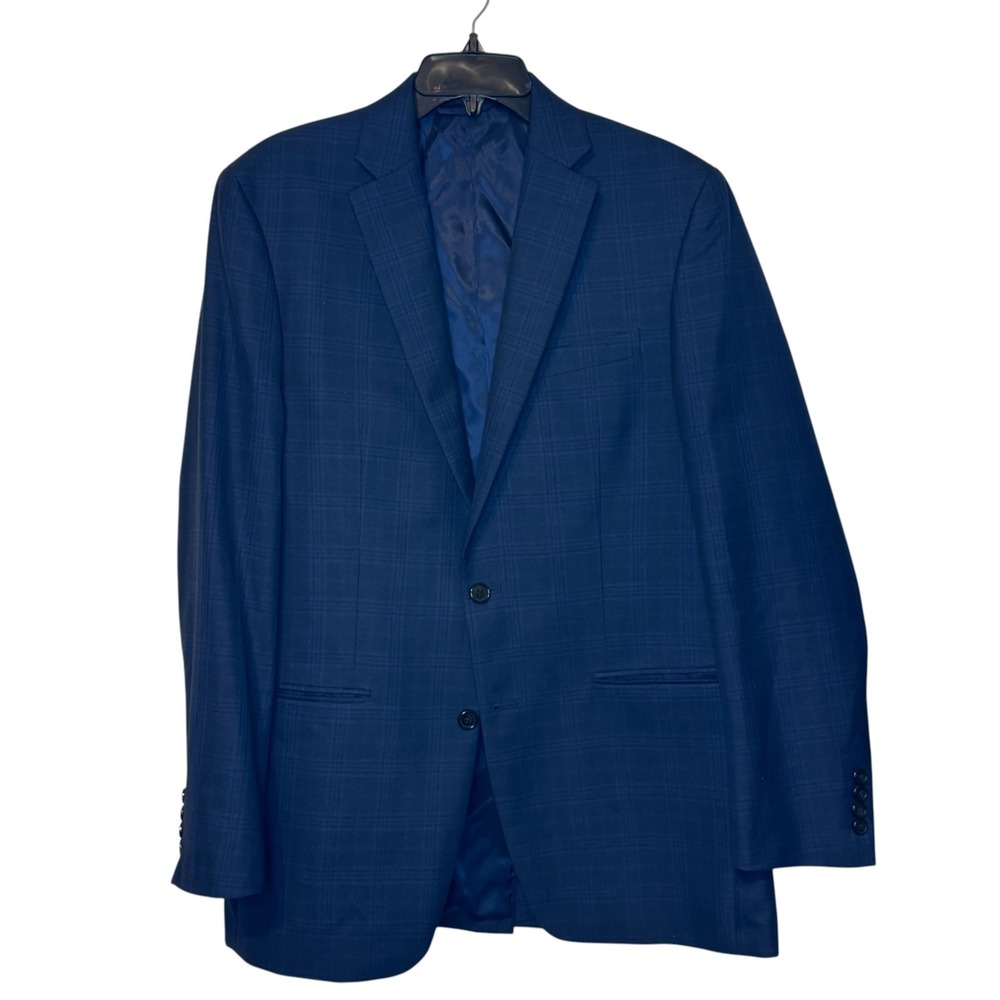 Lauren Ralph Lauren Mens Sport Coat Blazer Plaid 2-Button Single Vent Blue 42L